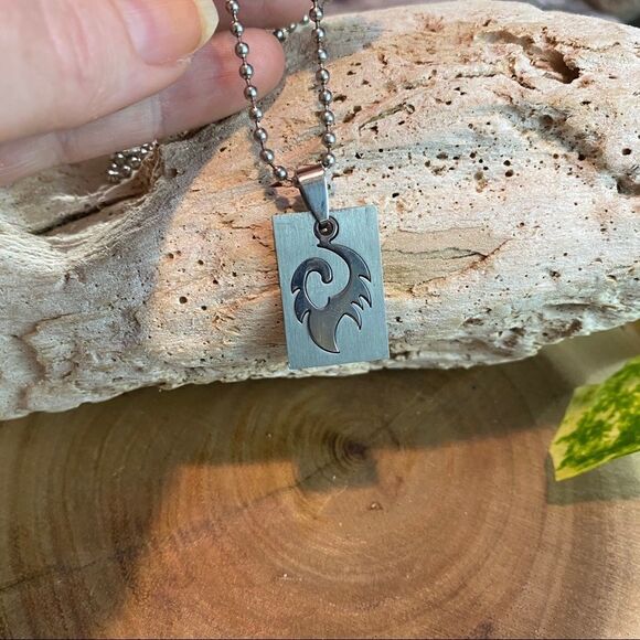 Stainless steel 3D Lazer Cut Mens Tag Necklace - Picture 4 of 4